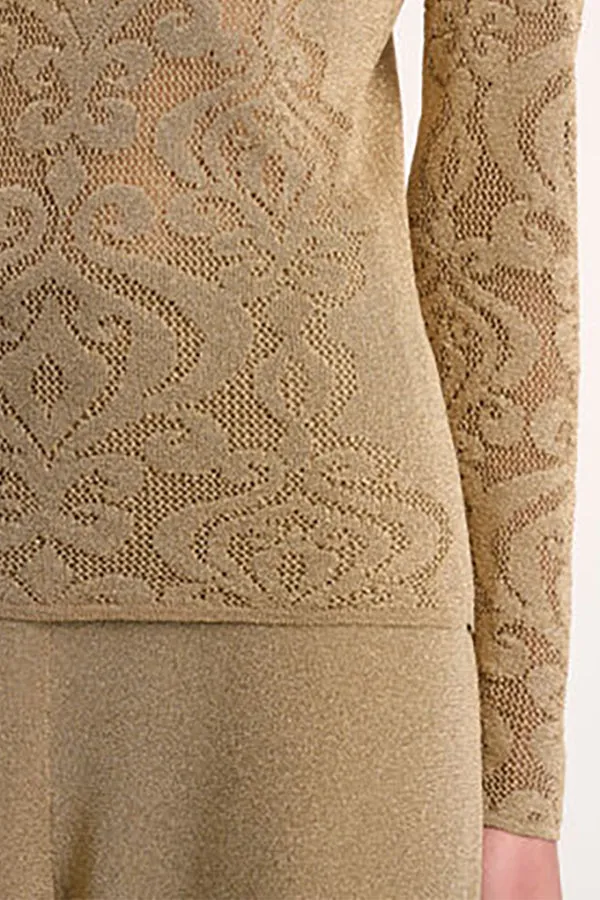 Luisa Spagnoli ZAMA GOLD DAMASK PULLOVER