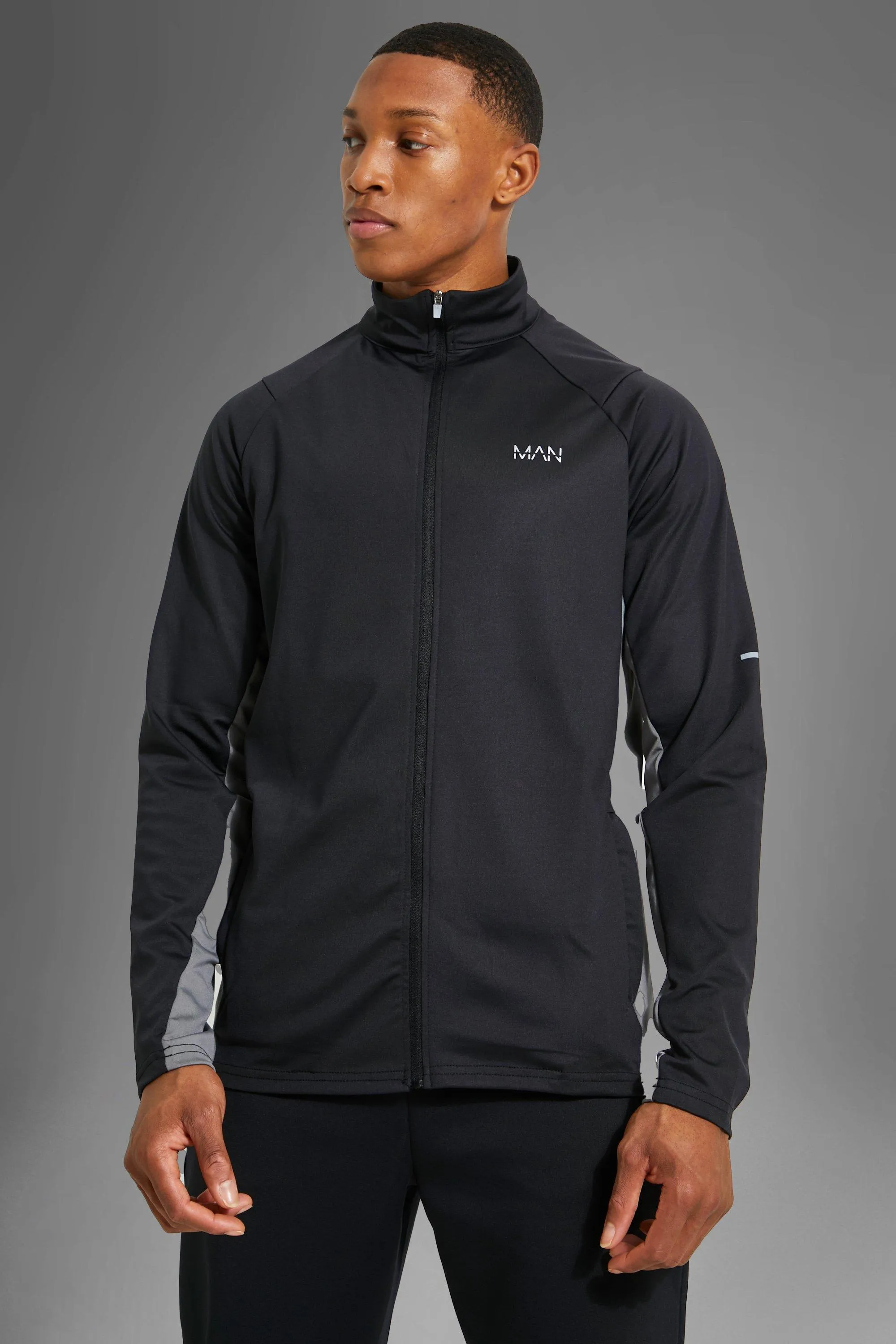 Man Active Gym Side Panel Track Jacket | boohooMAN UK