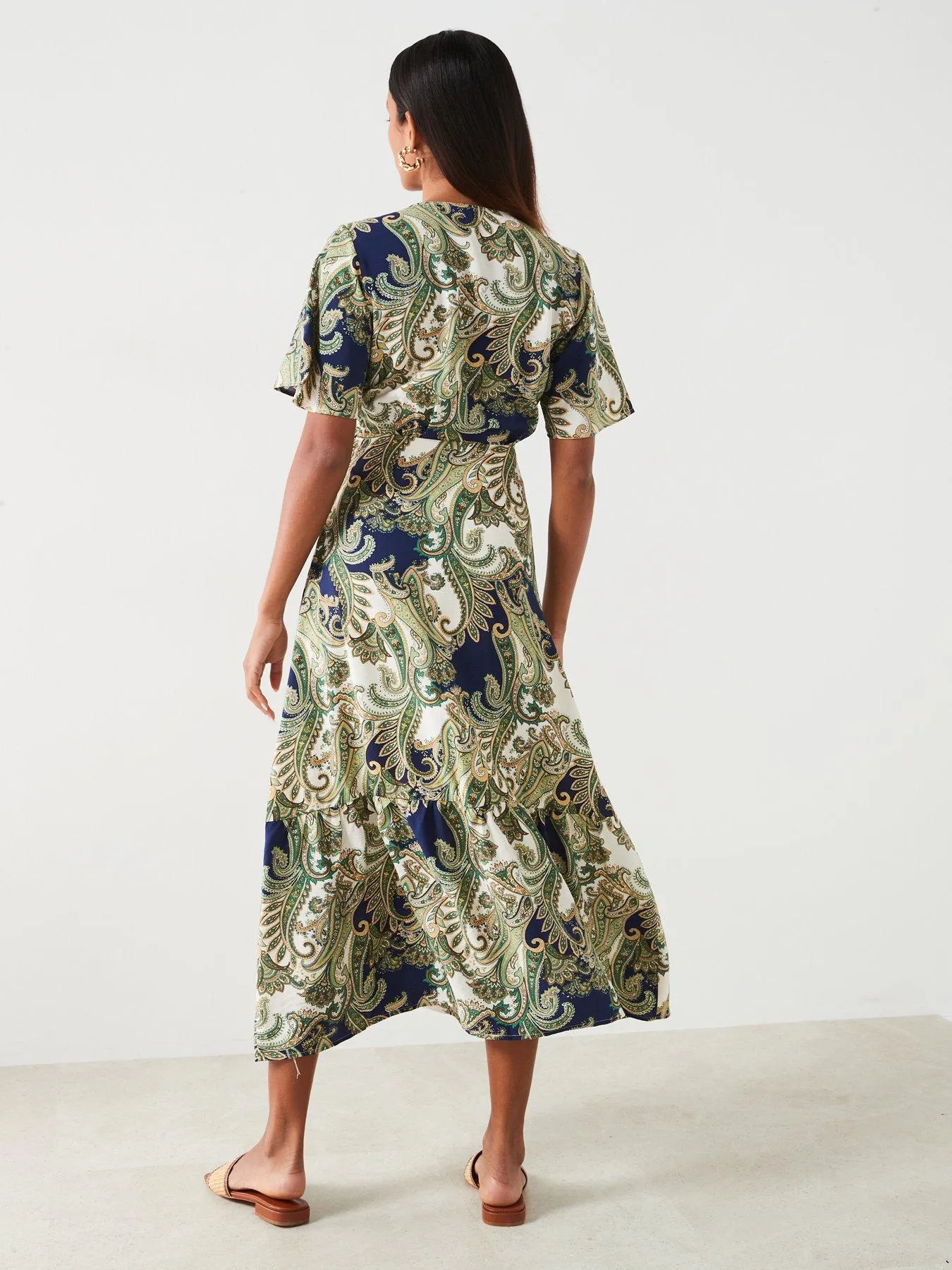 Mango Printed Wrap Midi Dress - Multi