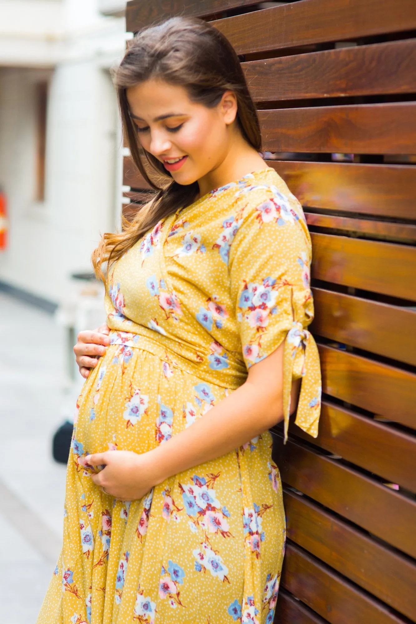 Marigold Maternity & Nursing Wrap Midi Dress