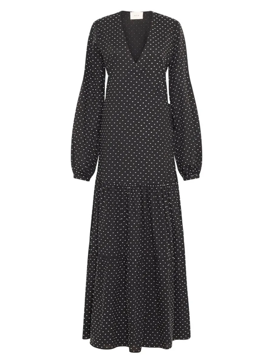 Matin Studio long wrap dress Black White