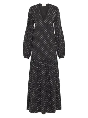 Matin Studio long wrap dress Black White