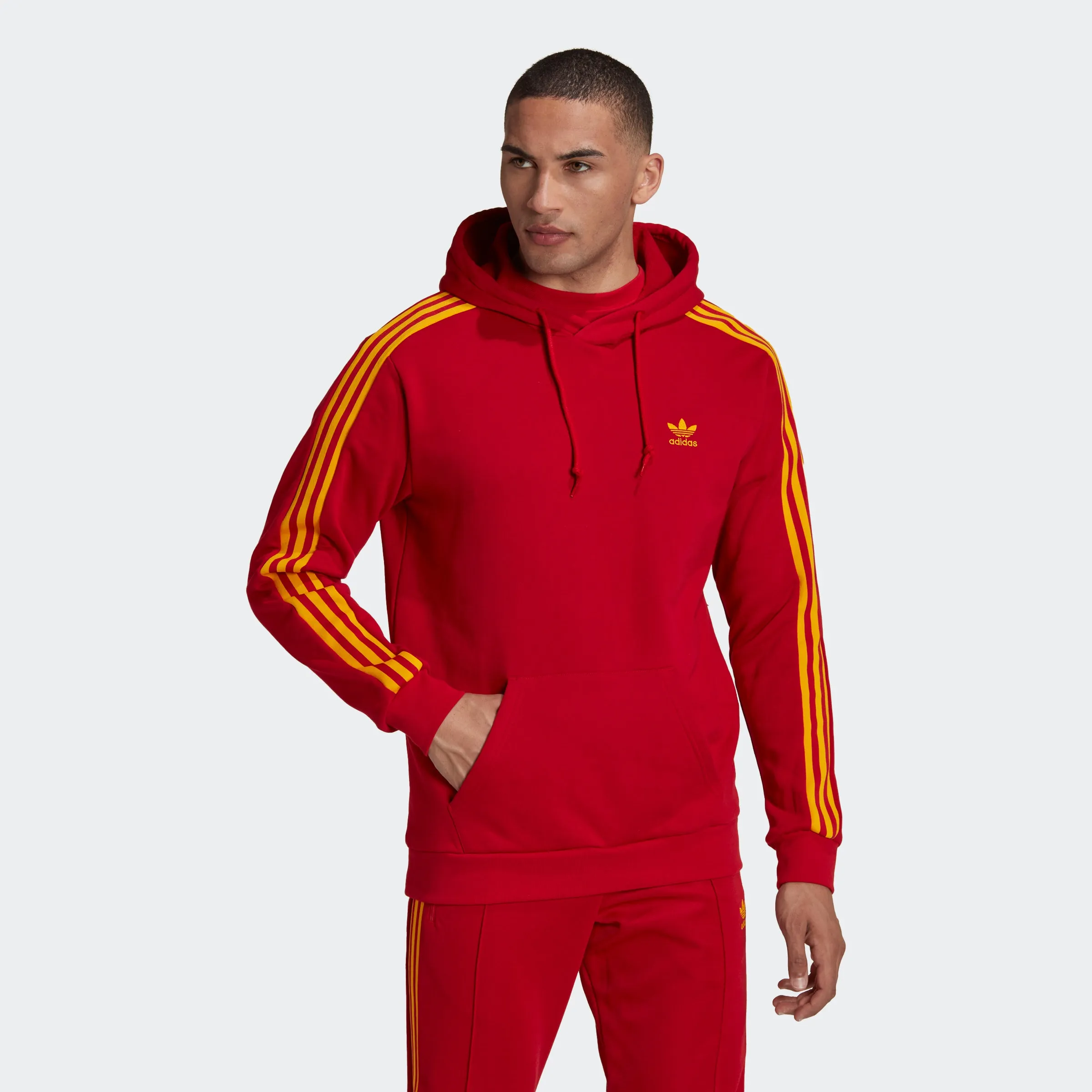 Men's adidas Originals 3-Stripes Hoodie Team Power Red