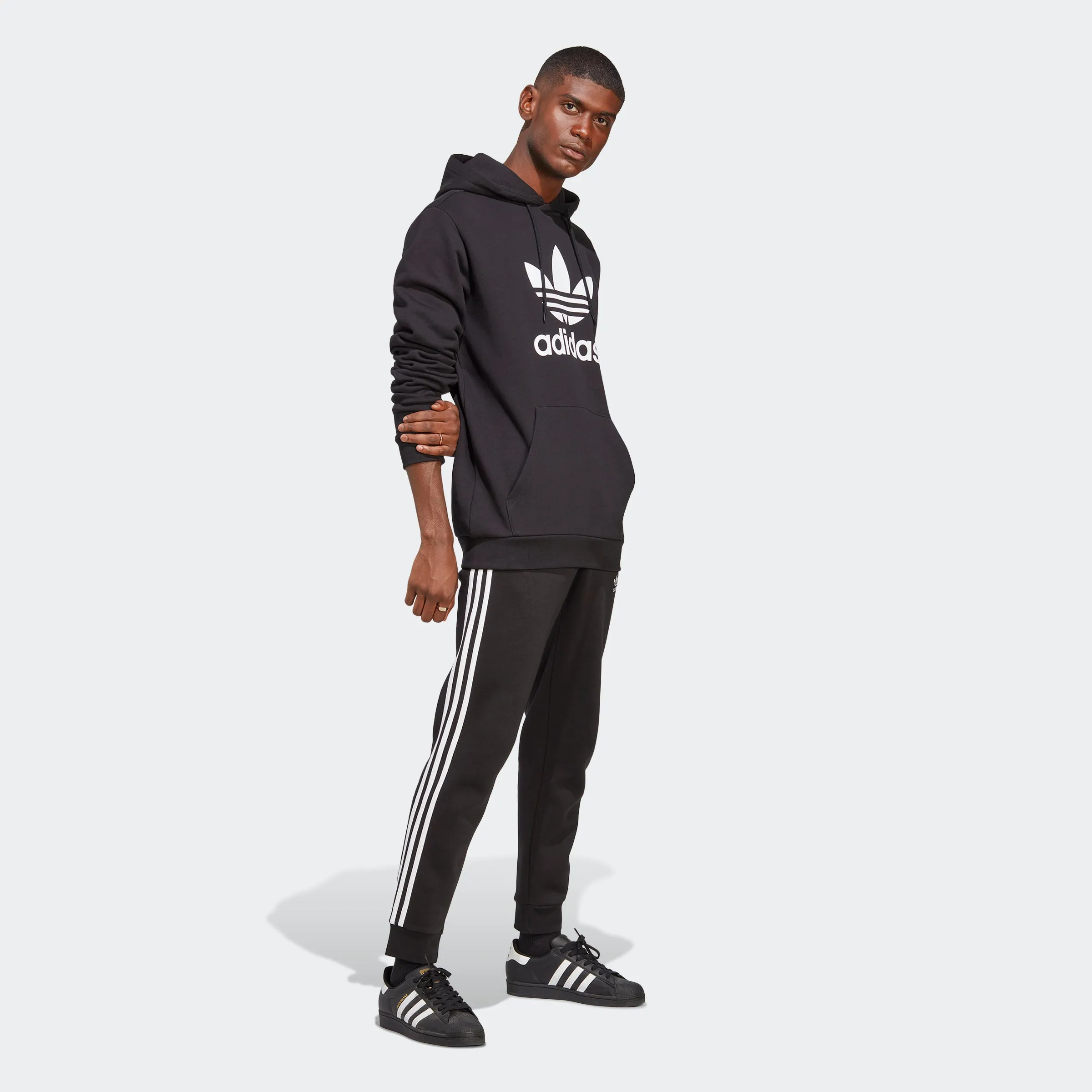 Men's adidas Originals Adicolor Classics Trefoil Hoodie Black