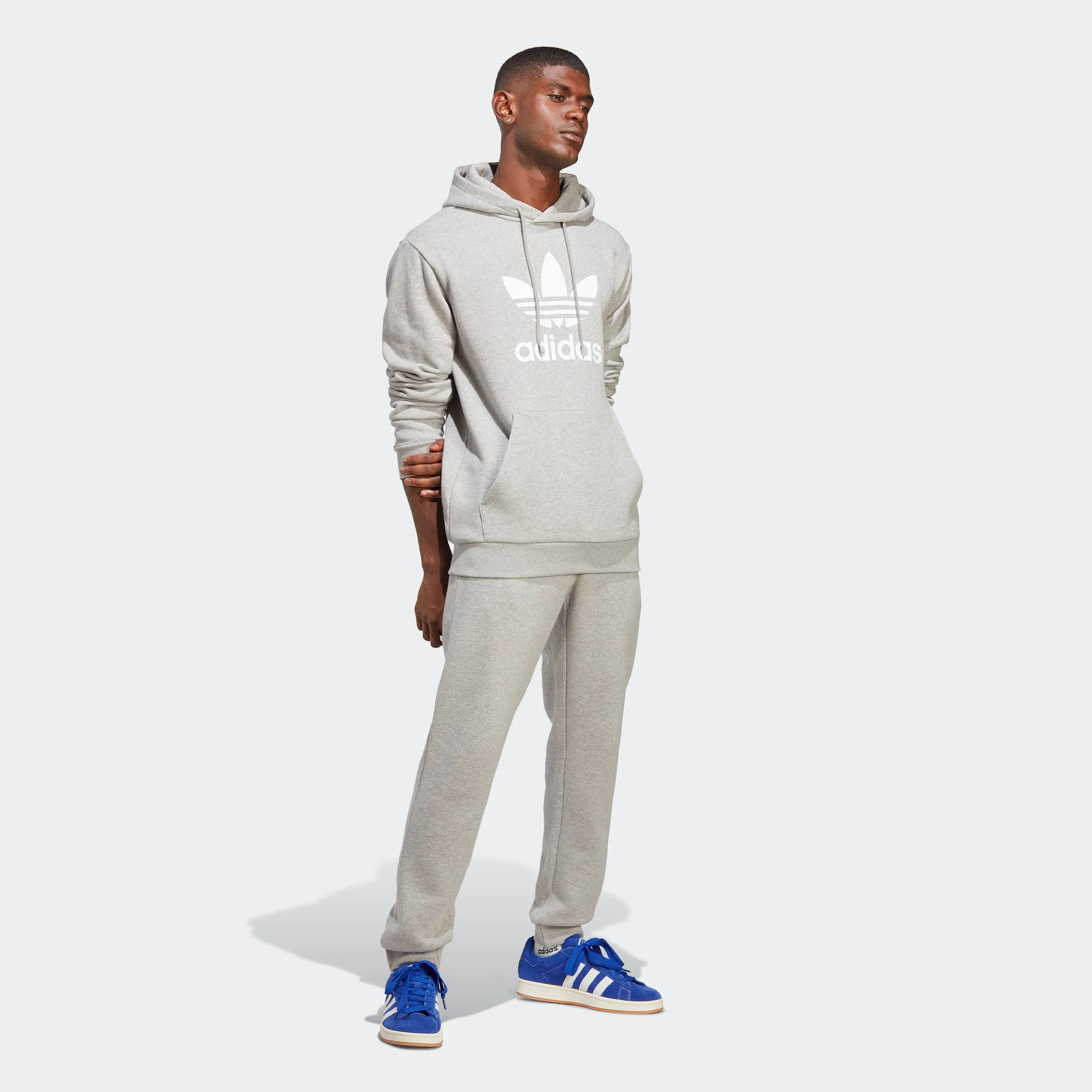 Men's adidas Originals Adicolor Classics Trefoil Hoodie Grey