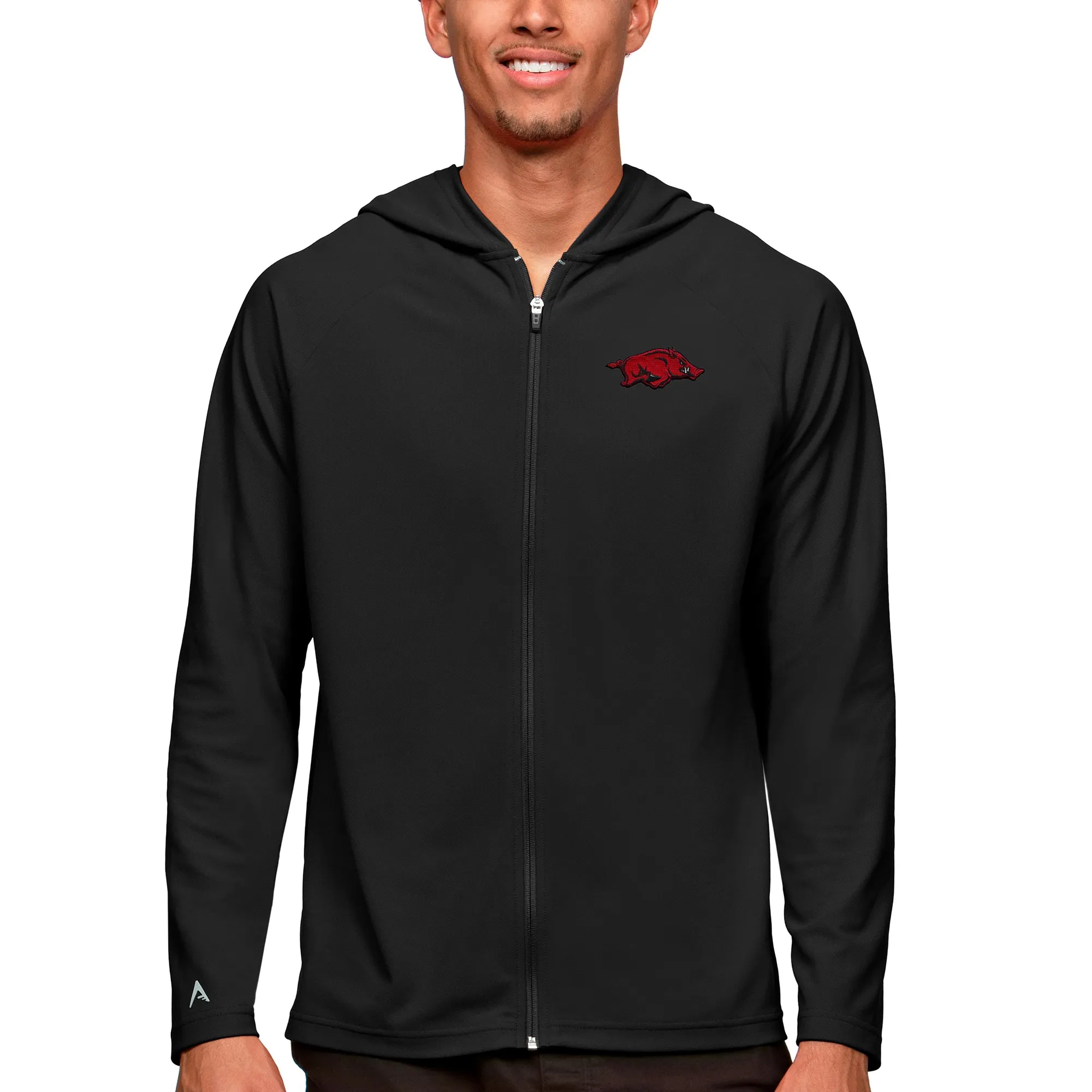 Men's Antigua Black Arkansas Razorbacks Legacy Full-Zip Hoodie