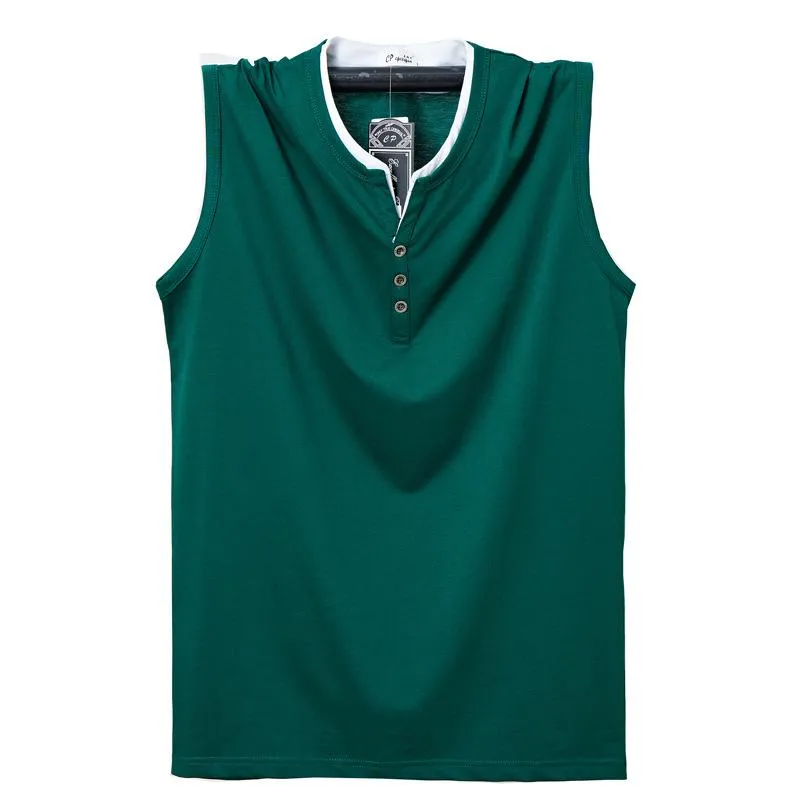 Men's Colorblock Henley Sleeveless Tank Top 08808070Y