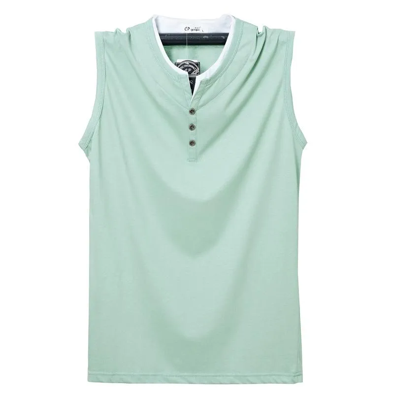 Men's Colorblock Henley Sleeveless Tank Top 08808070Y