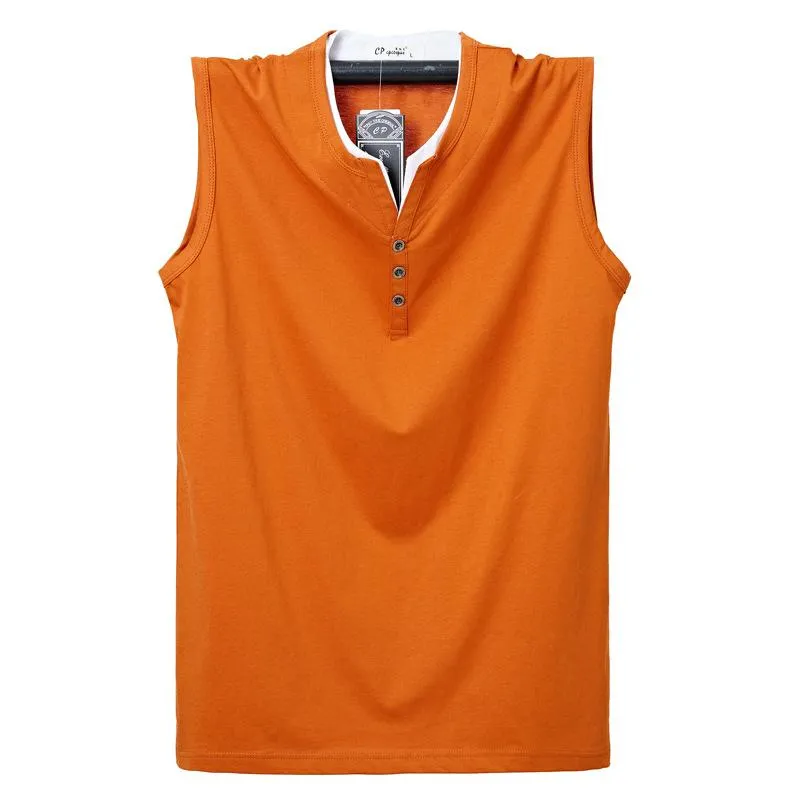 Men's Colorblock Henley Sleeveless Tank Top 08808070Y