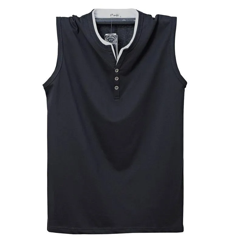 Men's Colorblock Henley Sleeveless Tank Top 08808070Y