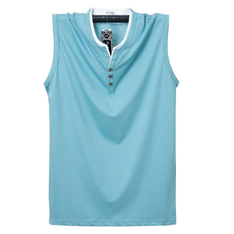 Men's Colorblock Henley Sleeveless Tank Top 08808070Y