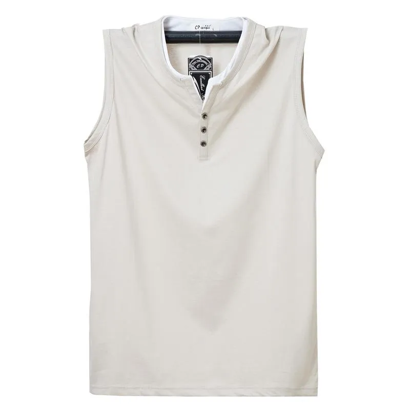 Men's Colorblock Henley Sleeveless Tank Top 08808070Y