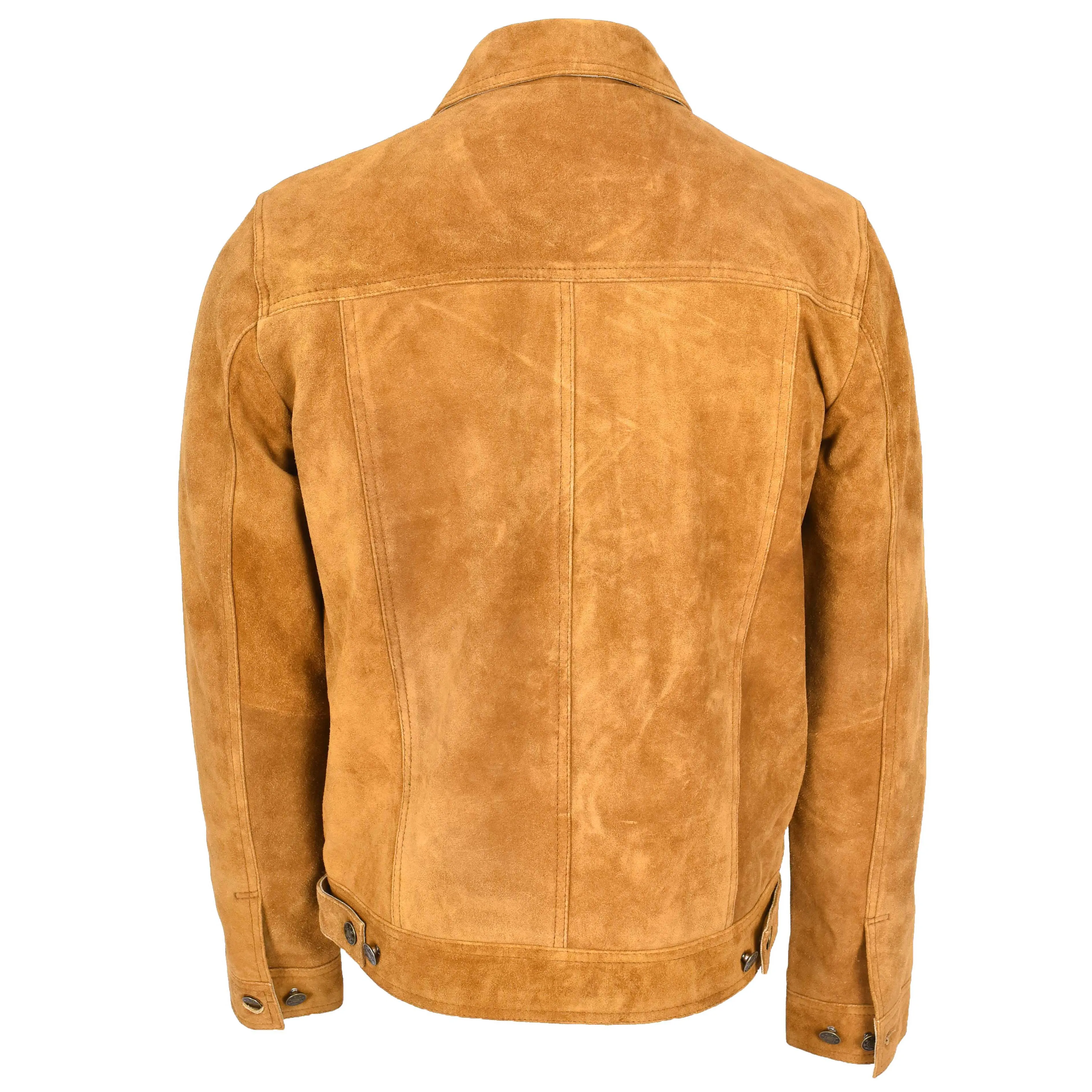 Mens Real Suede Trucker Jacket Lee Rider Style Timmy Tan