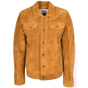 Mens Real Suede Trucker Jacket Lee Rider Style Timmy Tan