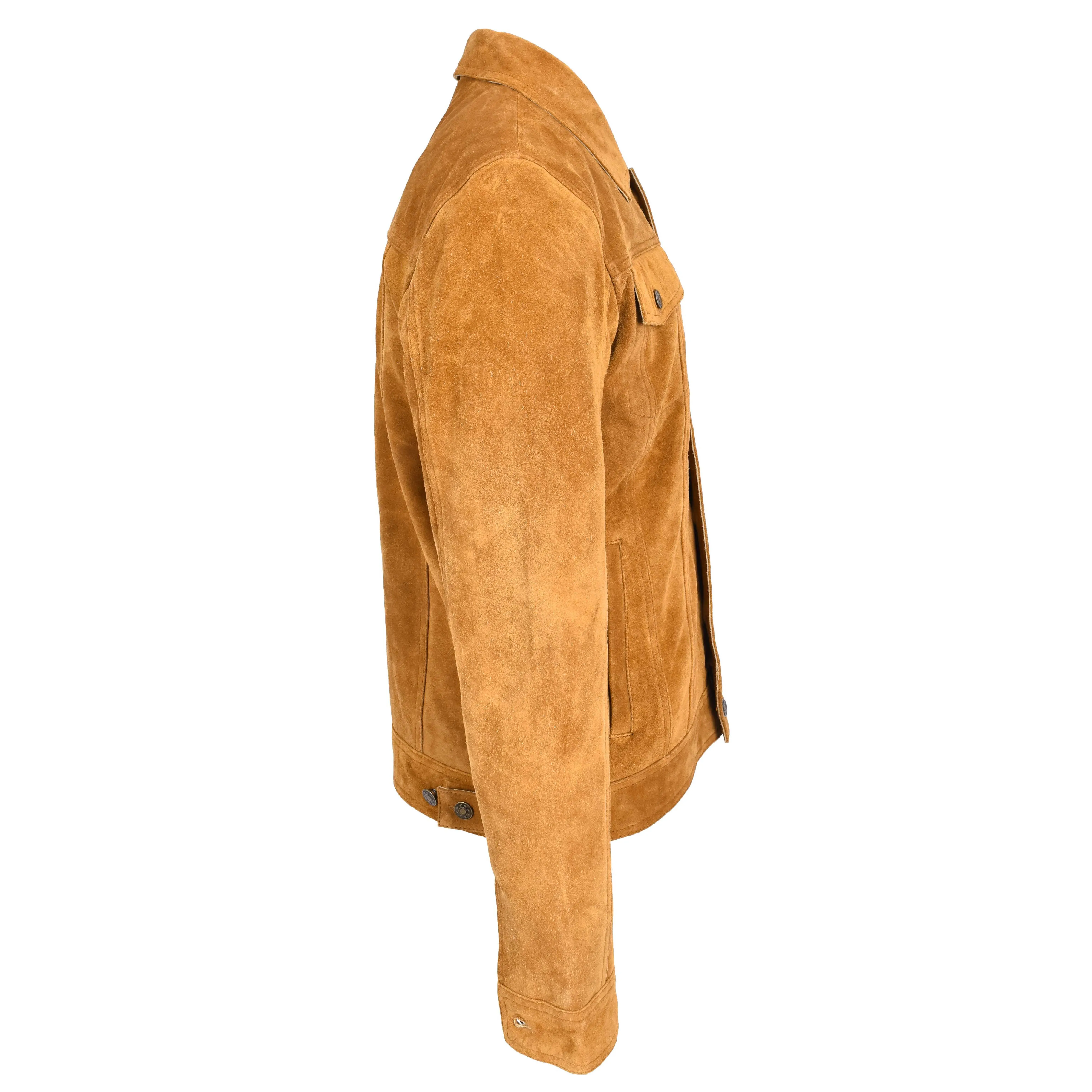 Mens Real Suede Trucker Jacket Lee Rider Style Timmy Tan