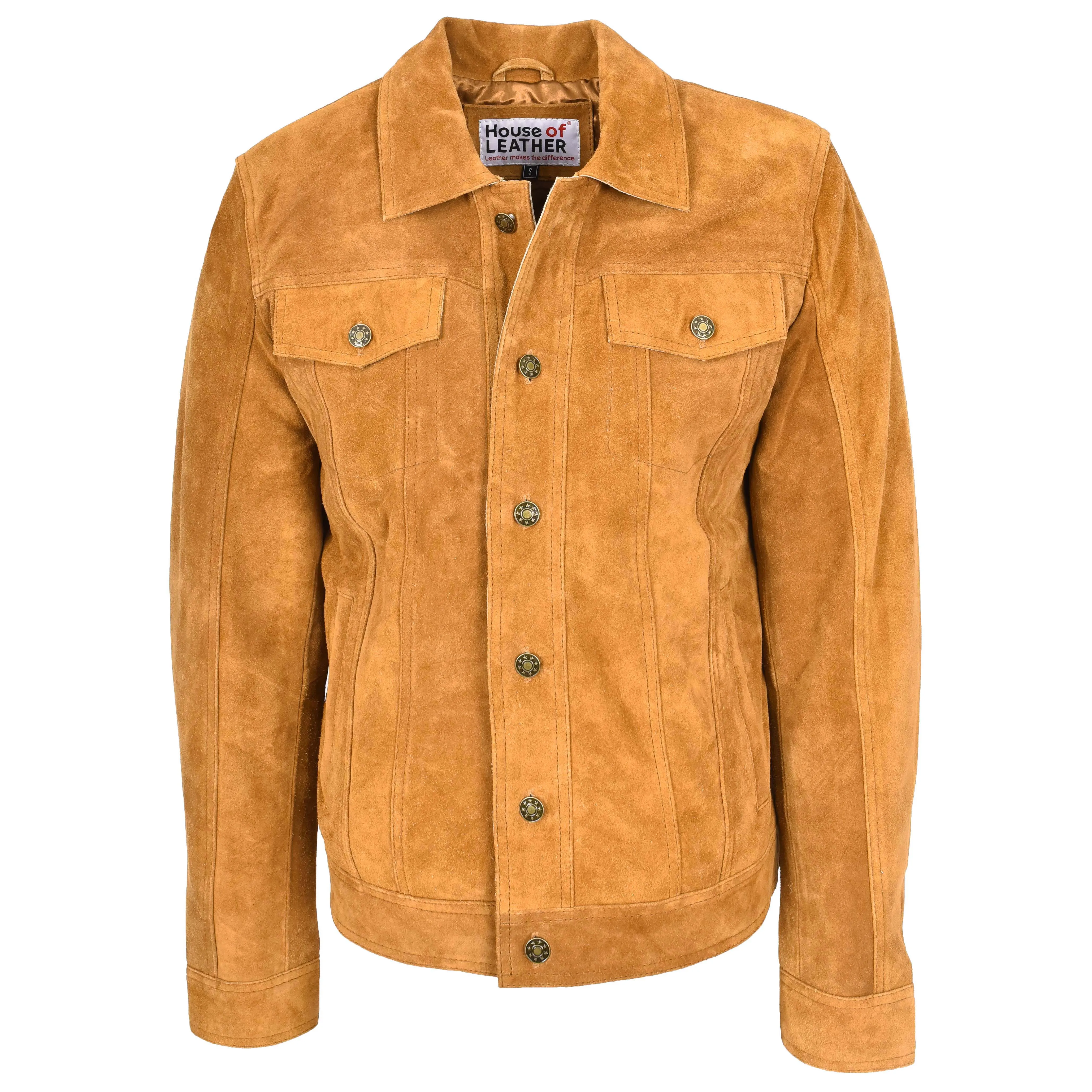 Mens Real Suede Trucker Jacket Lee Rider Style Timmy Tan