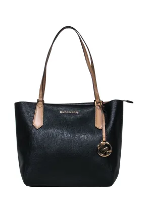 Michael Kors - Black Pebbled Leather Tote w/ Tan Handles