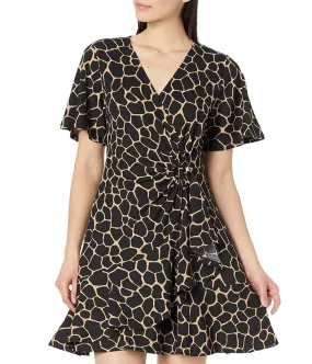 MICHAEL Michael Kors Giraffe Flutter Mini Wrap Dress