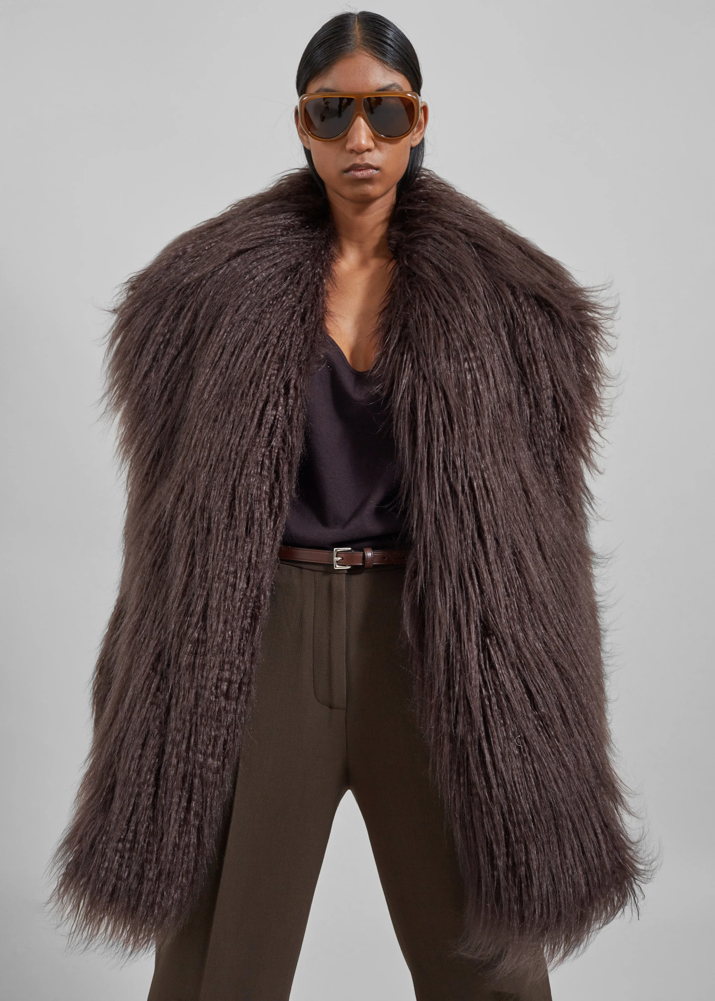 Miley Faux Fur Jacket - Brown