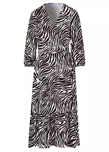 Mono Zebra Print Wrap Jersey Dress by Kaleidoscope | Look Again