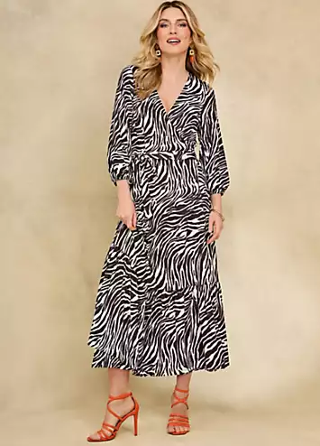 Mono Zebra Print Wrap Jersey Dress by Kaleidoscope | Look Again