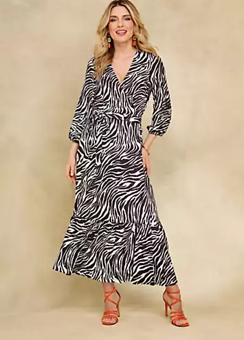 Mono Zebra Print Wrap Jersey Dress by Kaleidoscope | Look Again