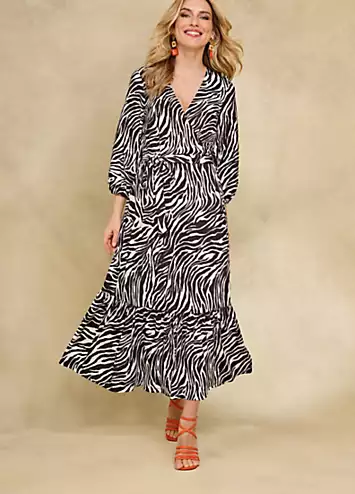 Mono Zebra Print Wrap Jersey Dress by Kaleidoscope | Look Again