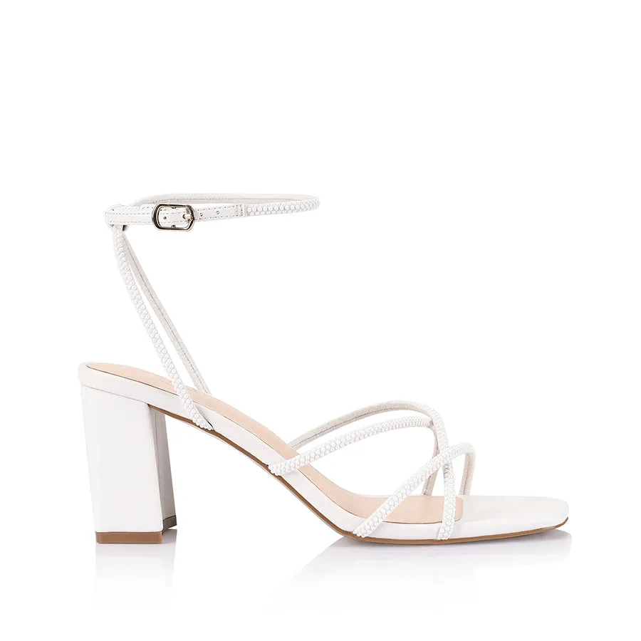 Nakita Block Heel Sandals - White Pearl