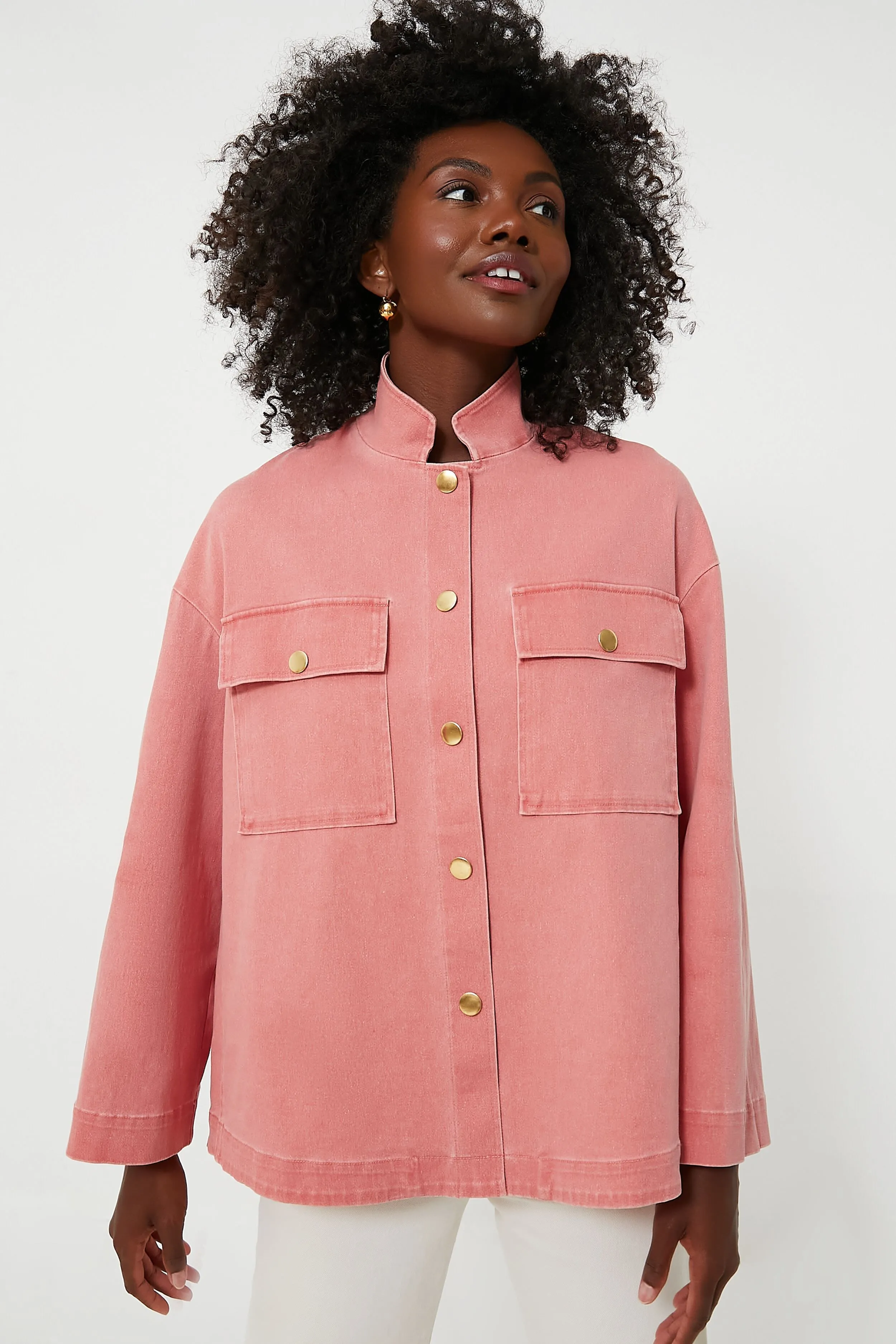 Nantucket Red Stretch Twill Marant Shirt Jacket