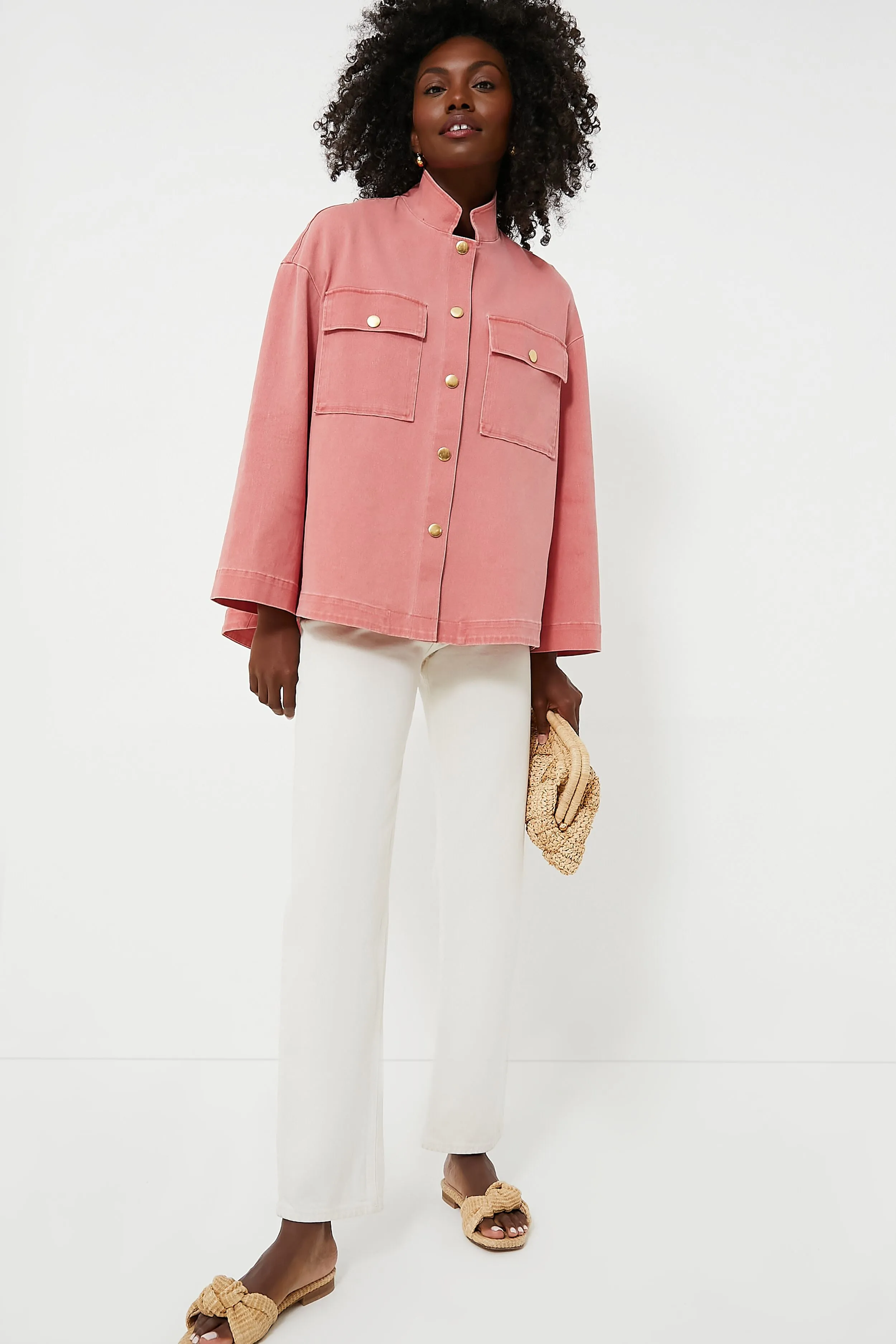 Nantucket Red Stretch Twill Marant Shirt Jacket