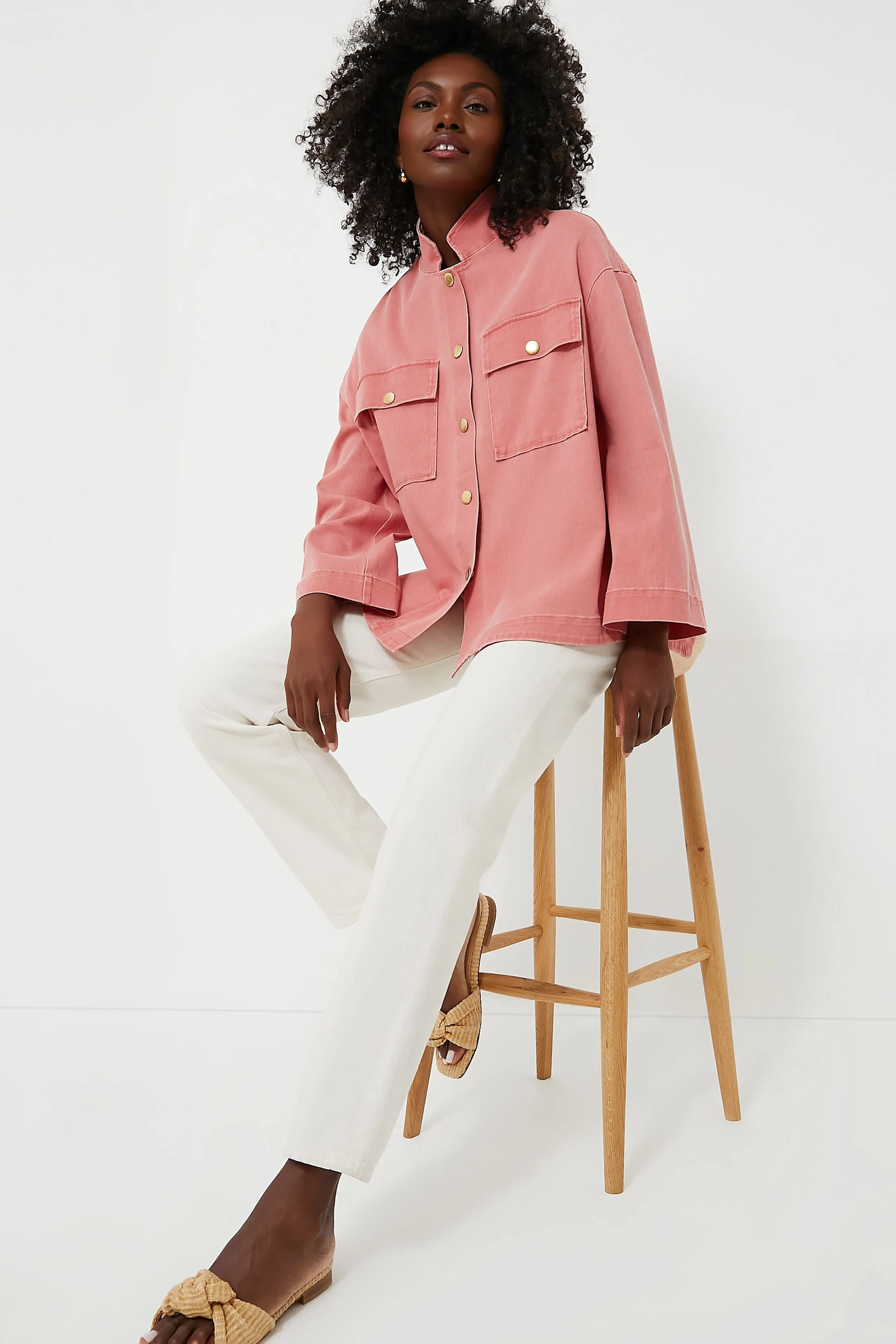 Nantucket Red Stretch Twill Marant Shirt Jacket