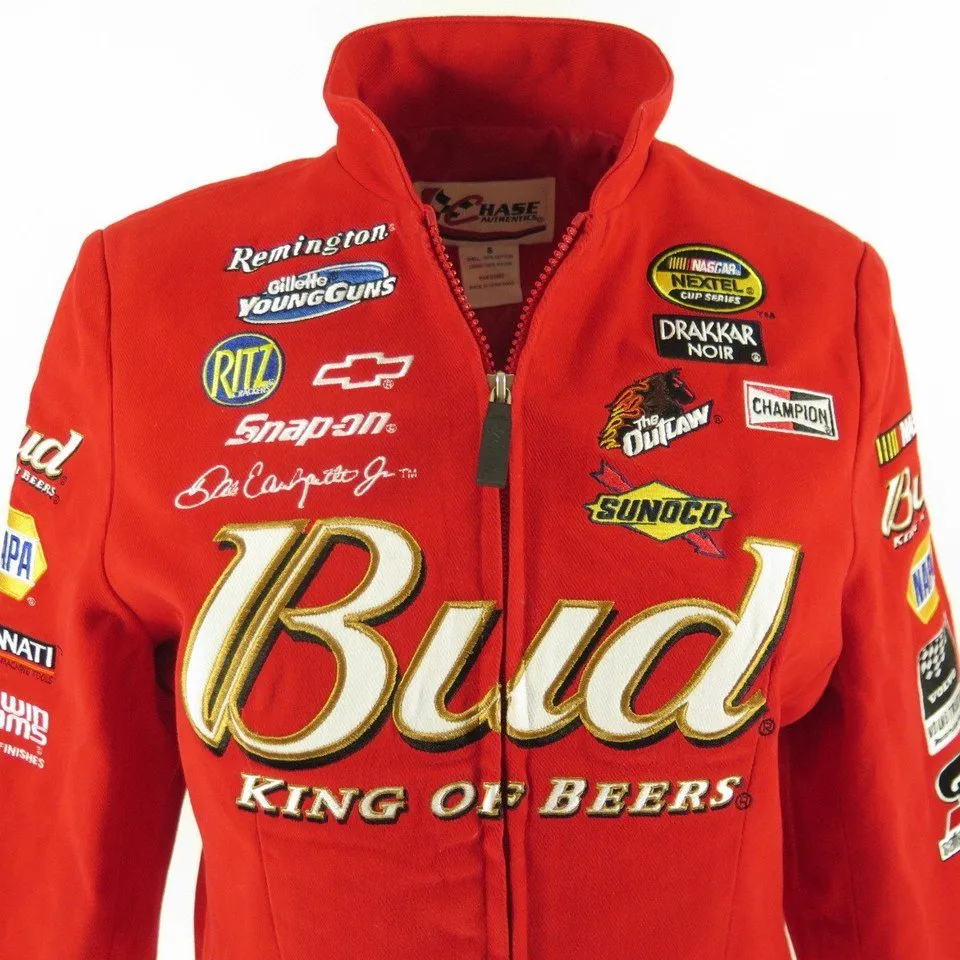 NASCAR Racing Jacket Womens S Embroidered Budweiser Chase Authentics Red