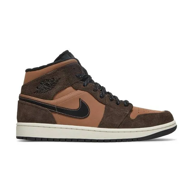 Nike air jordan 1 mid se (dark chocolate/ archaeo brown/ black/ white/ crimson bliss) men us 8-13 dc