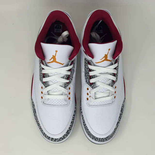 Nike air jordan retro iii 3 cardinal red 2022 white - men's size 9.5 ct8532-126