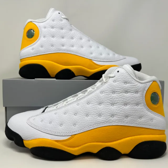 Nike air jordan retro xiii 13 del sol 2022 white yellow men's size 13 414571-167