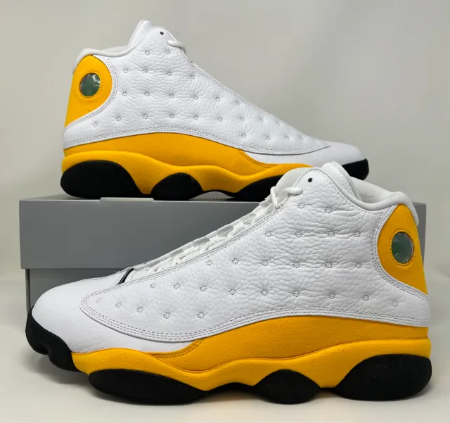 Nike air jordan retro xiii 13 del sol 2022 white yellow men's size 13 414571-167