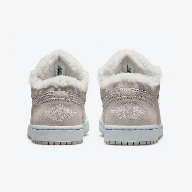 Nike women's air jordan 1 low se (sherpa fleece/ college grey/ pa