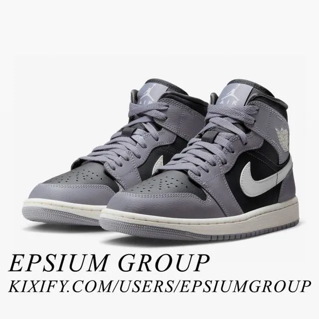 Nike women's air jordan 1 mid (cement grey/ sail/ anthracite) sizes 5-12 bq6472-022