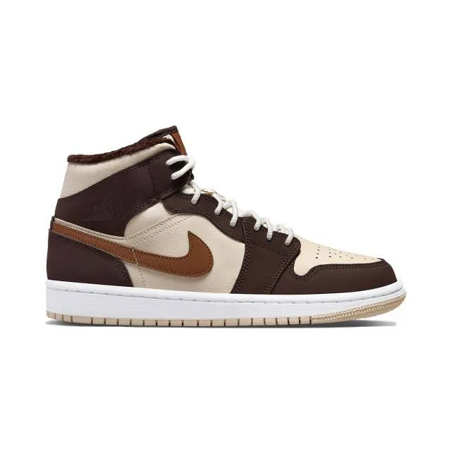 Nike women's air jordan 1 mid se (cream dark chocolate/ brown bas