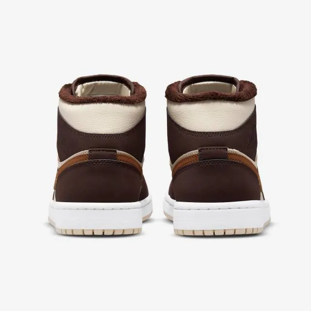 Nike women's air jordan 1 mid se (cream dark chocolate/ brown bas