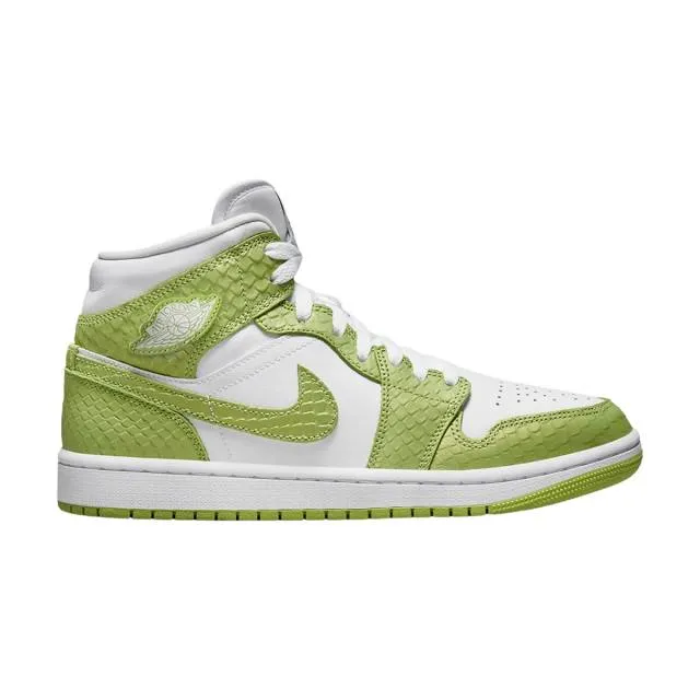 Nike women's air jordan 1 mid se (green python/ white/ vivid green/ white) sizes 6-10 dv2959-113