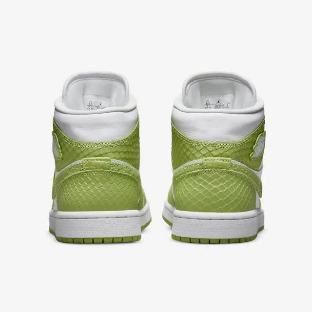 Nike women's air jordan 1 mid se (green python/ white/ vivid green/ white) sizes 6-10 dv2959-113