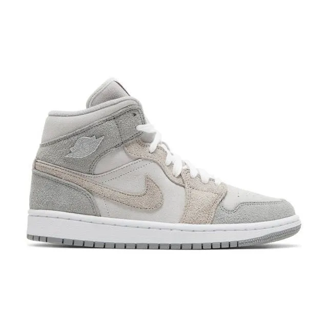 Nike women's air jordan 1 mid se (particle grey/ college grey/ neutral grey/ tan brown/ white) sizes