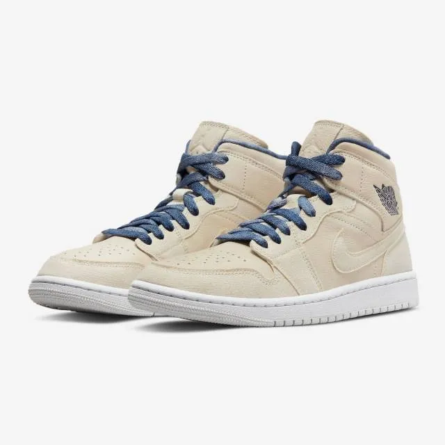 Nike women's air jordan 1 mid se (sanddrift/ midnight navy/ white