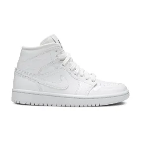 Nike women's air jordan 1 mid (white snakeskin/ triple white/ whi