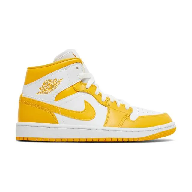 Nike women's air jordan 1 mid (white university gold/ yellow/ white/ university gold) sizes 6-10 bq6