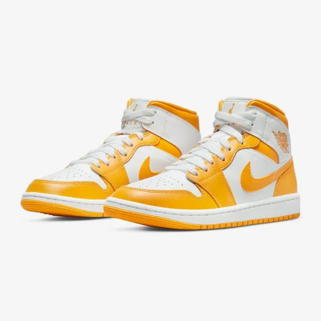 Nike women's air jordan 1 mid (white university gold/ yellow/ white/ university gold) sizes 6-10 bq6