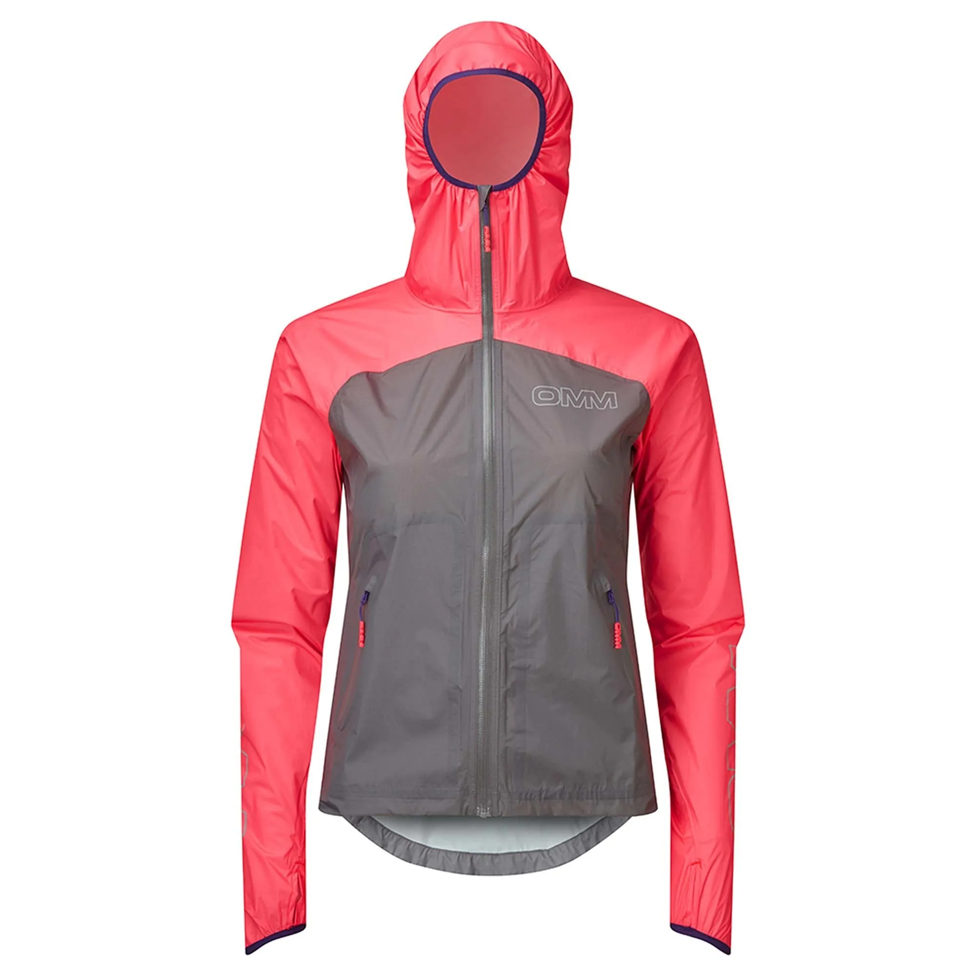 OMM  Halo+ Womens Waterproof Running Jacket Grey/Pink