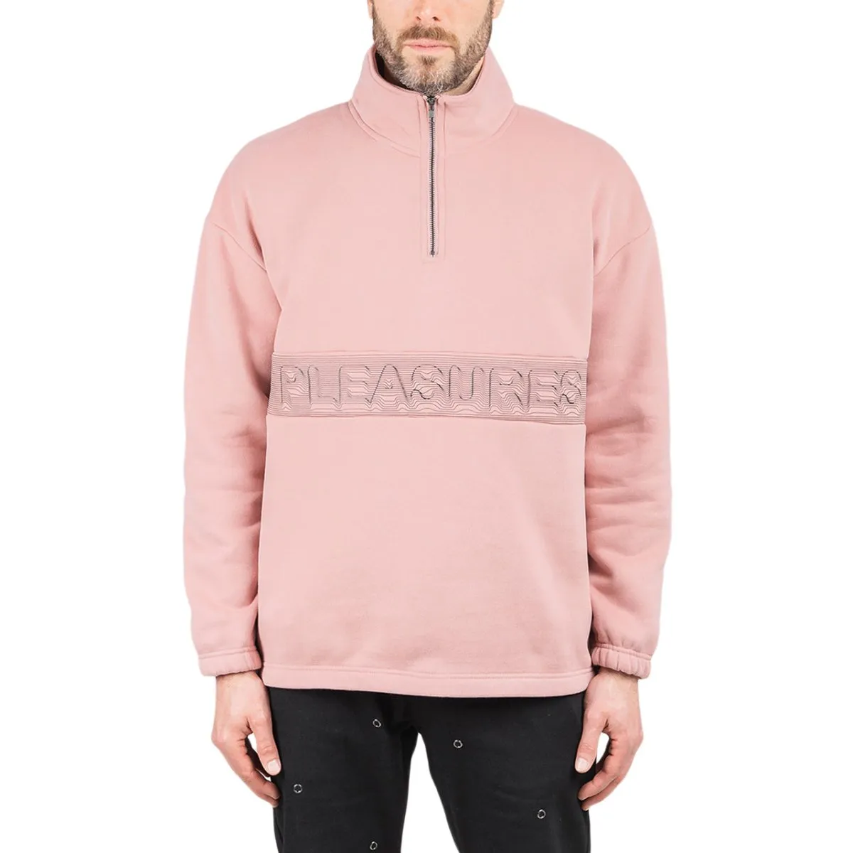 Pleasures Decline Quarter Zip Pullover (Pink)