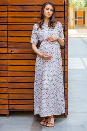 Pristine Pink Maternity & Nursing Wrap Dress